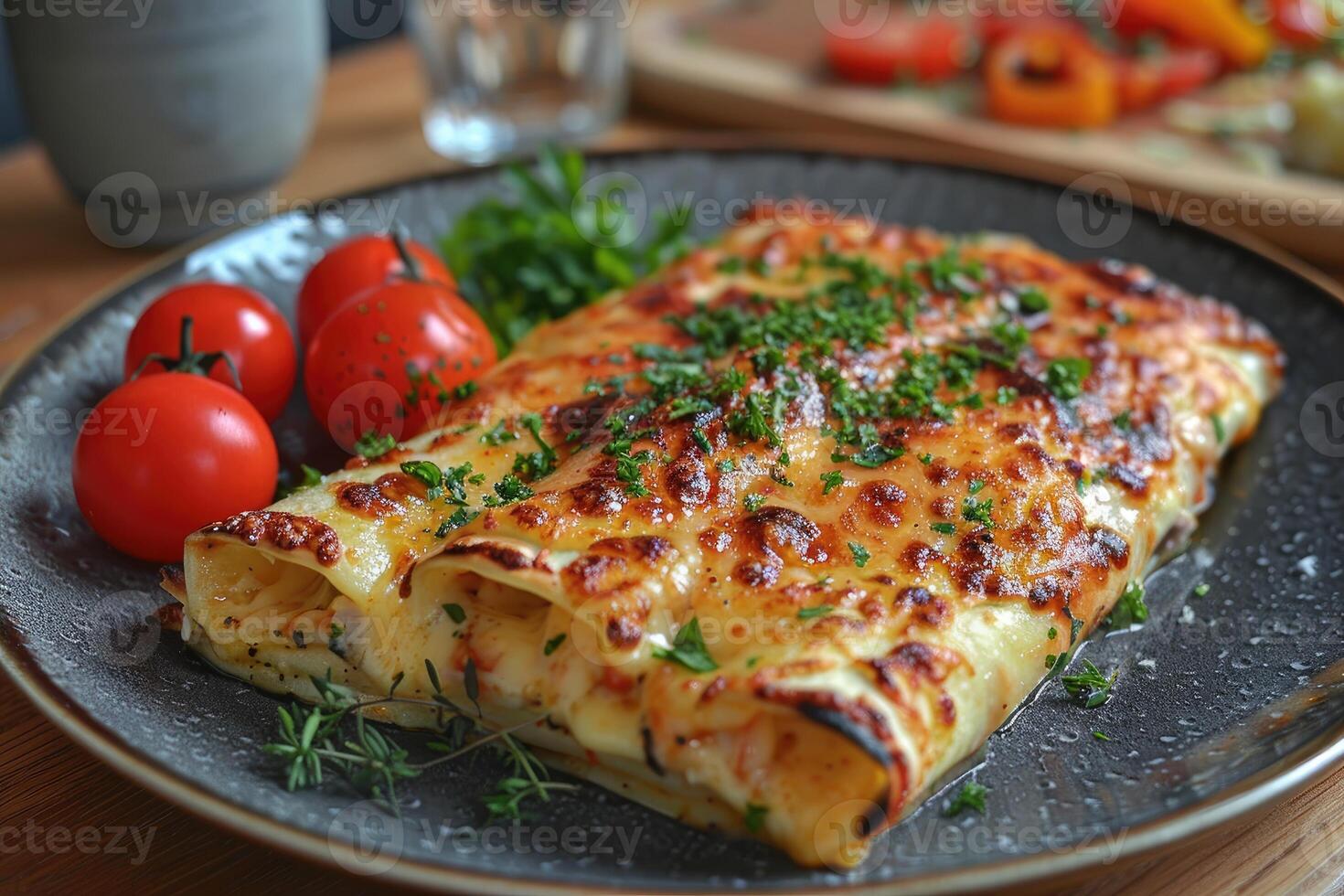 AI generated enchiladas mexican food in the kitchen table professional advertising food photography photo