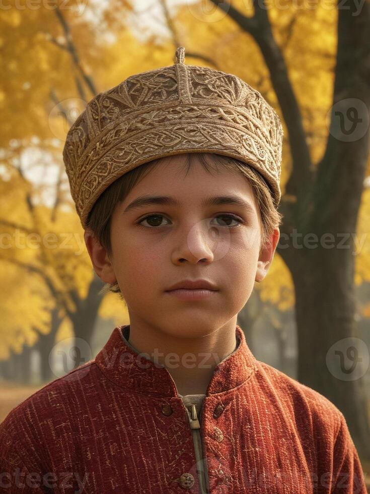 AI generated Muslim Young Boy's Portrait Generated by AI photo