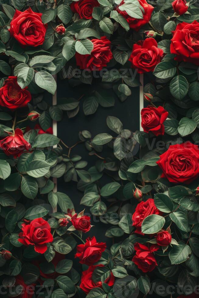 AI generated Red Roses Background photo