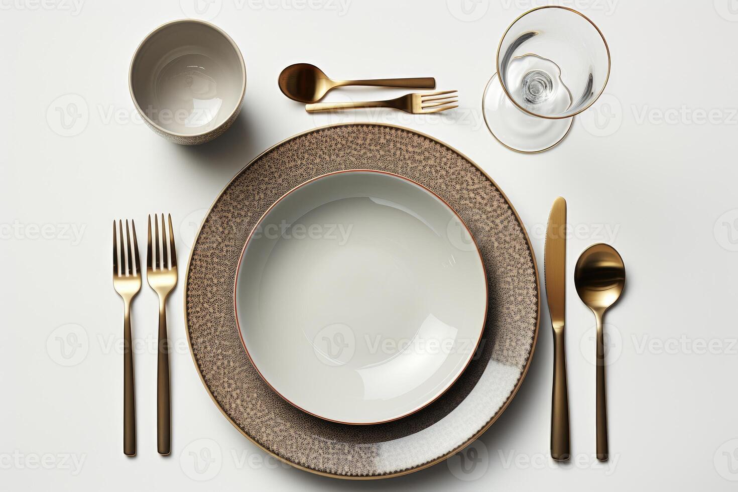 AI generated cutlery tableware set mockup background photo