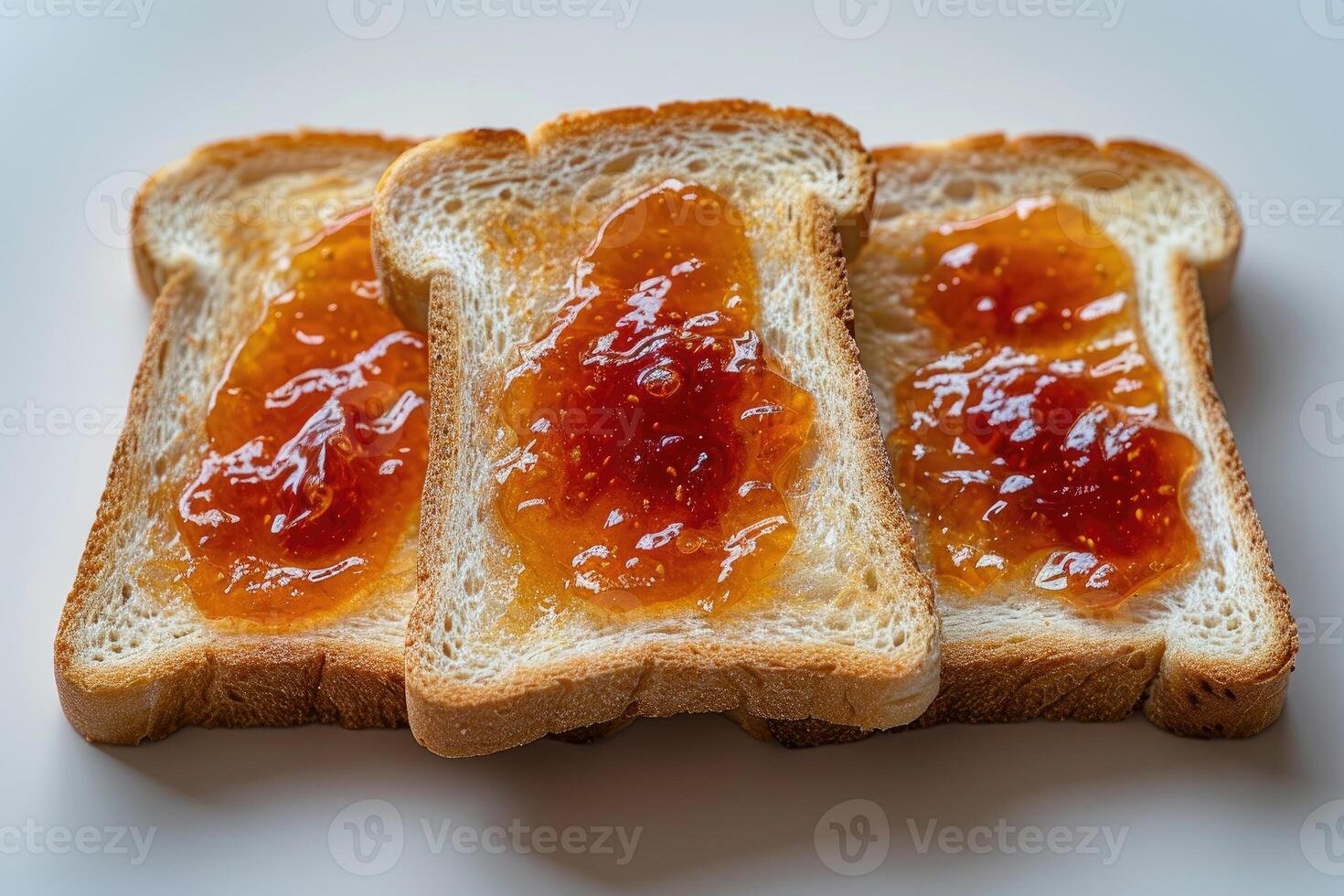 AI generated toasts with fruits jam on kitchen table professional advertising food photography photo