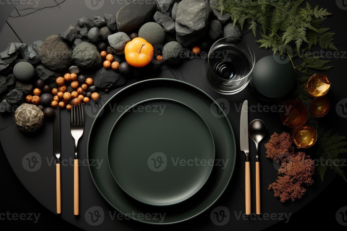 AI generated cutlery tableware set mockup background photo