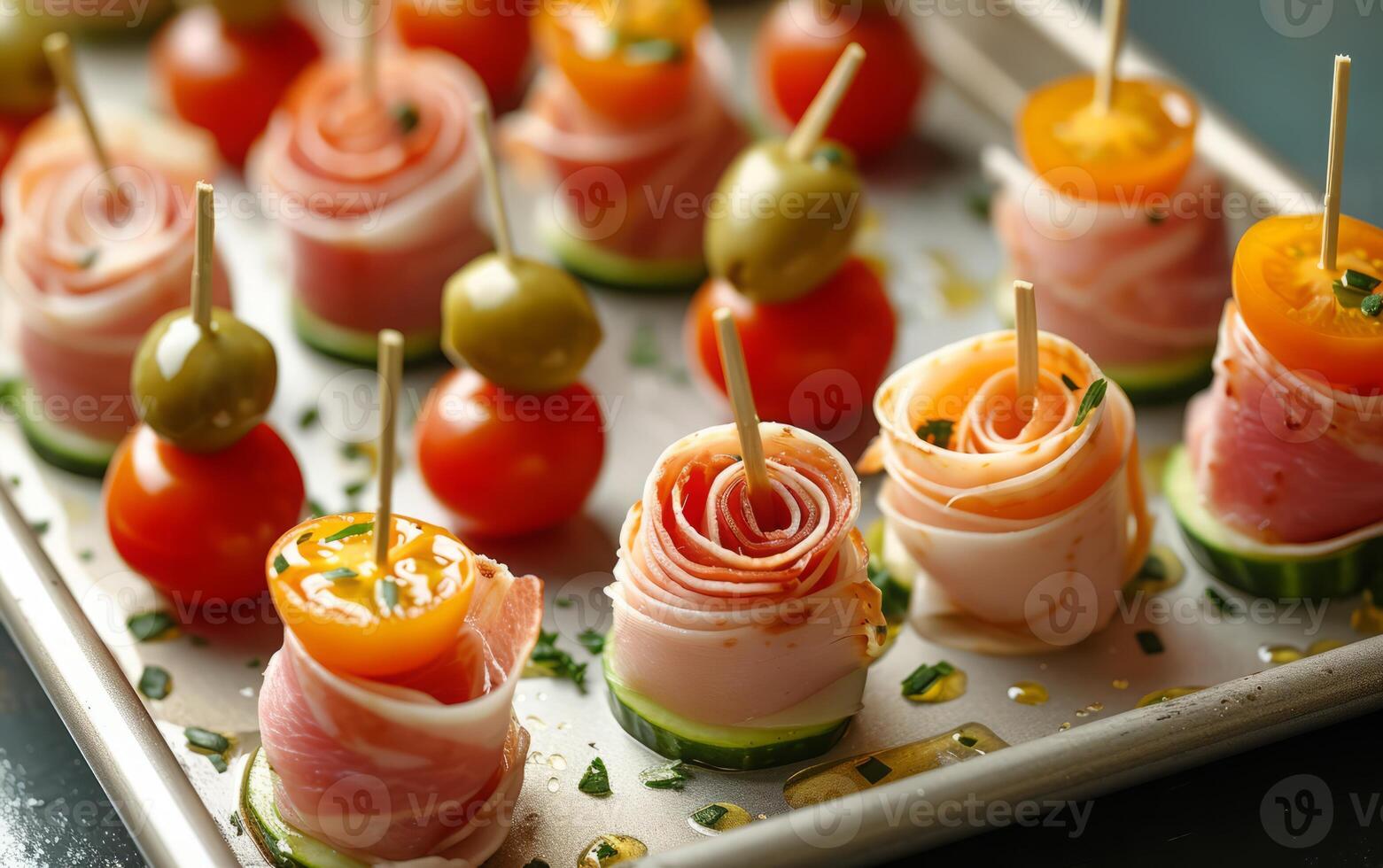 AI generated Smoked Salmon and Caviar Canapes with Avocado photo