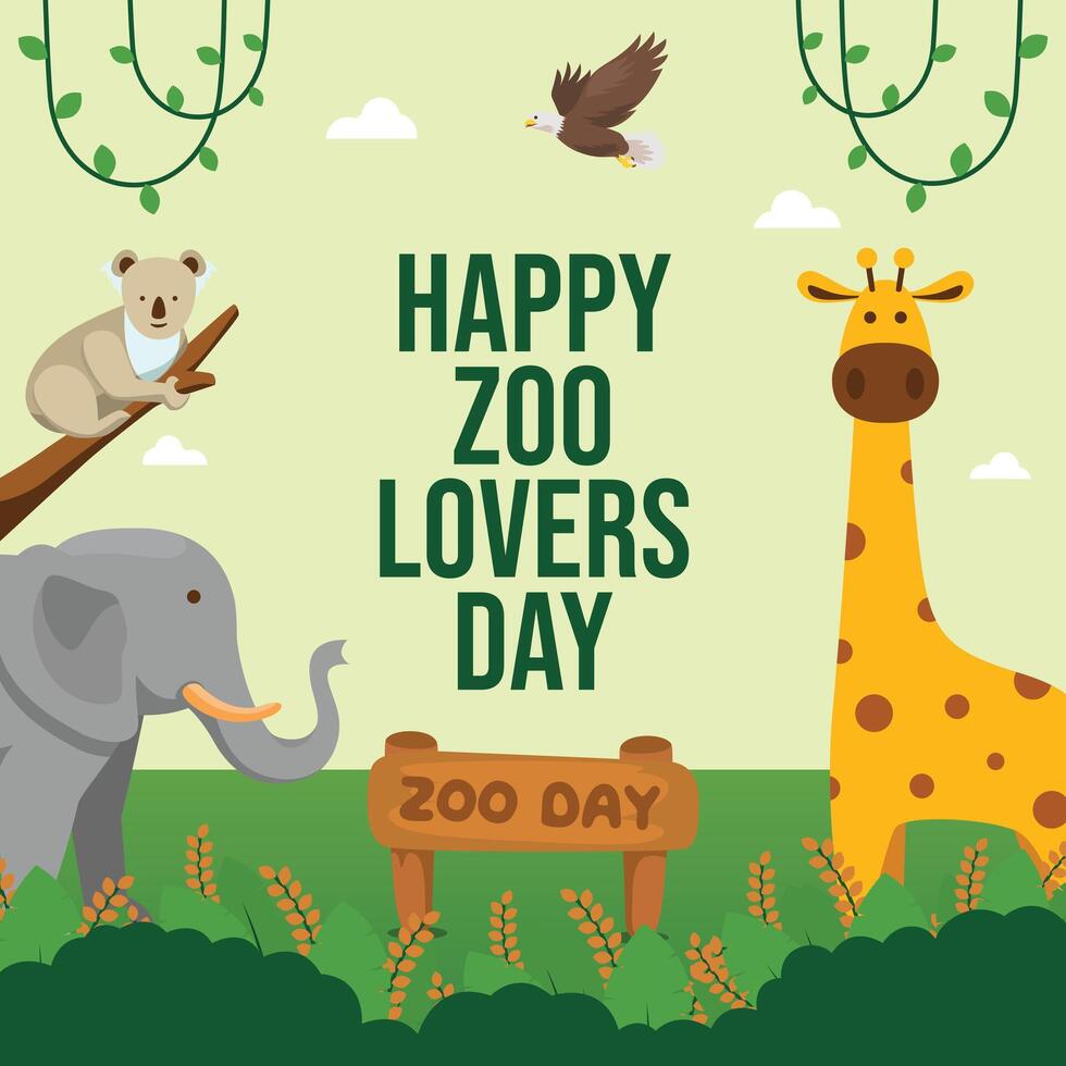 Zoo Lovers Day vector design template good for celebration usage. zoo vector image. vector eps 10. flat image.