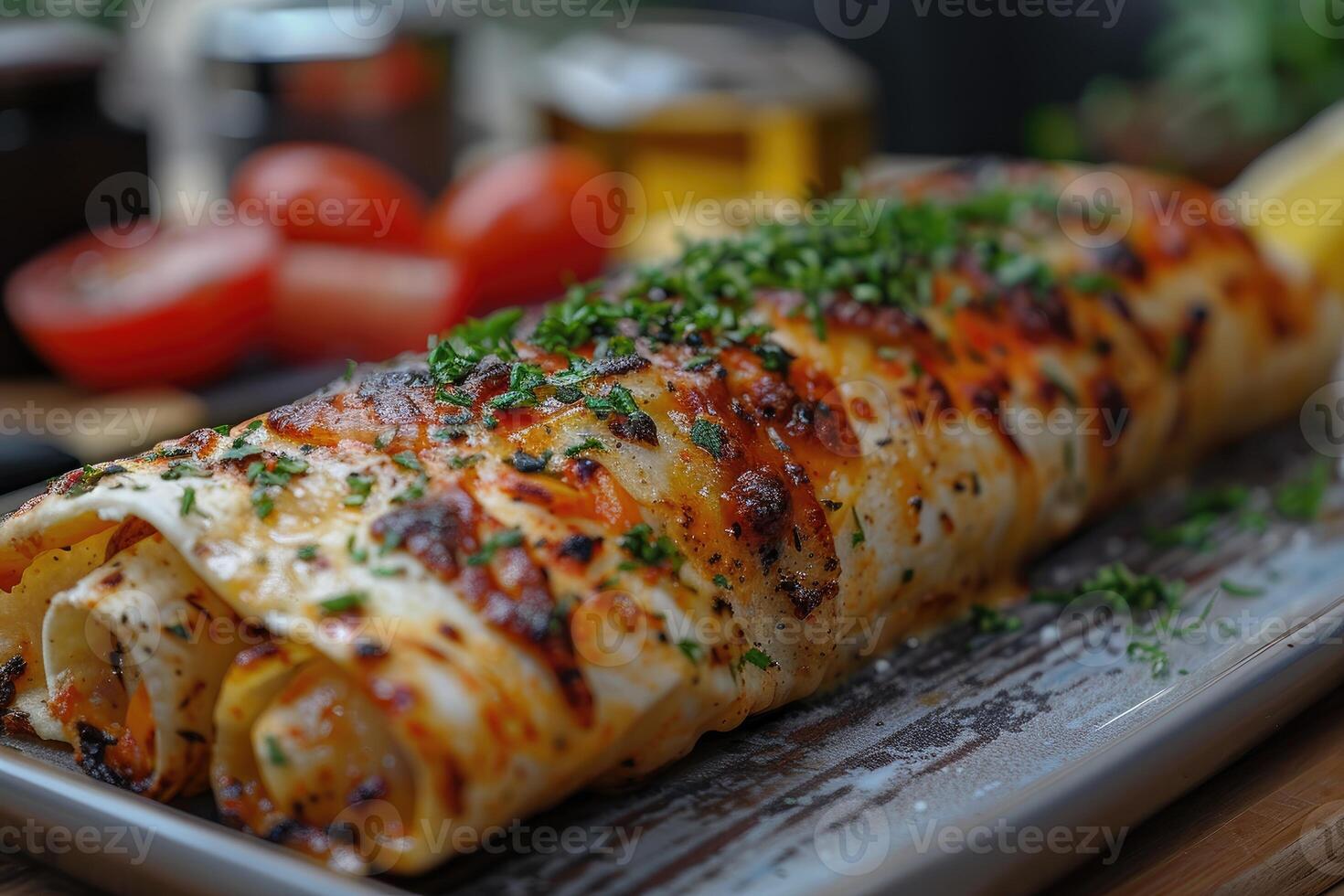AI generated enchiladas mexican food in the kitchen table professional advertising food photography photo