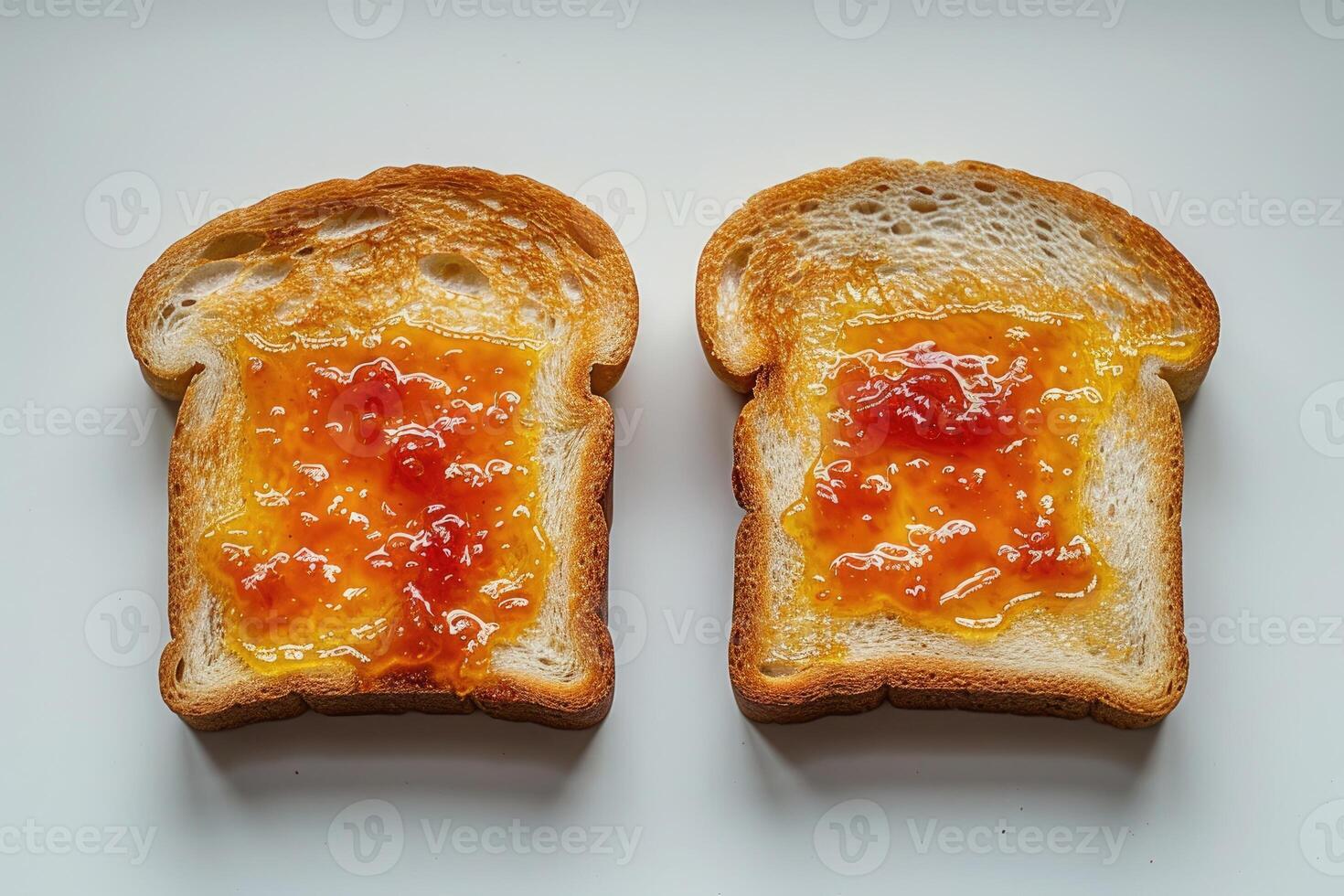 AI generated toasts with fruits jam on kitchen table professional advertising food photography photo