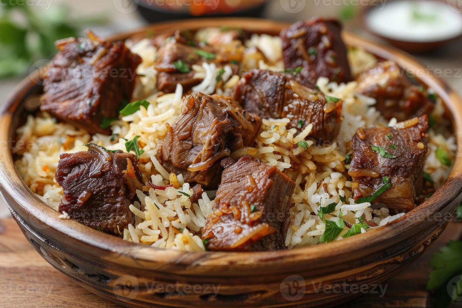 AI generated indian biryani rice professional advertising food photography photo