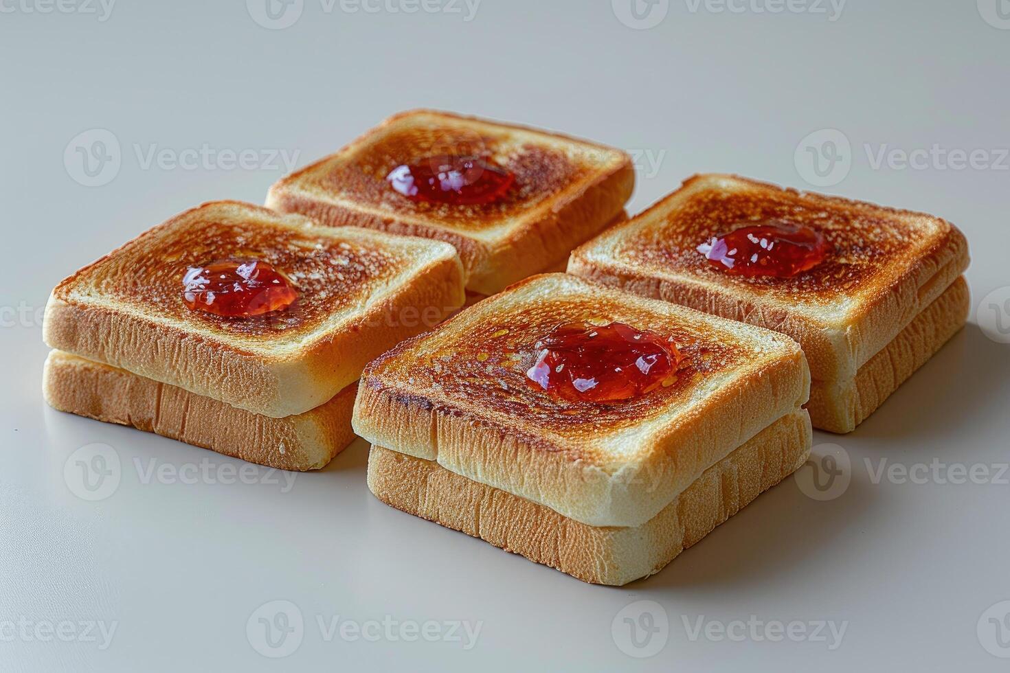 AI generated toasts with fruits jam on kitchen table professional advertising food photography photo