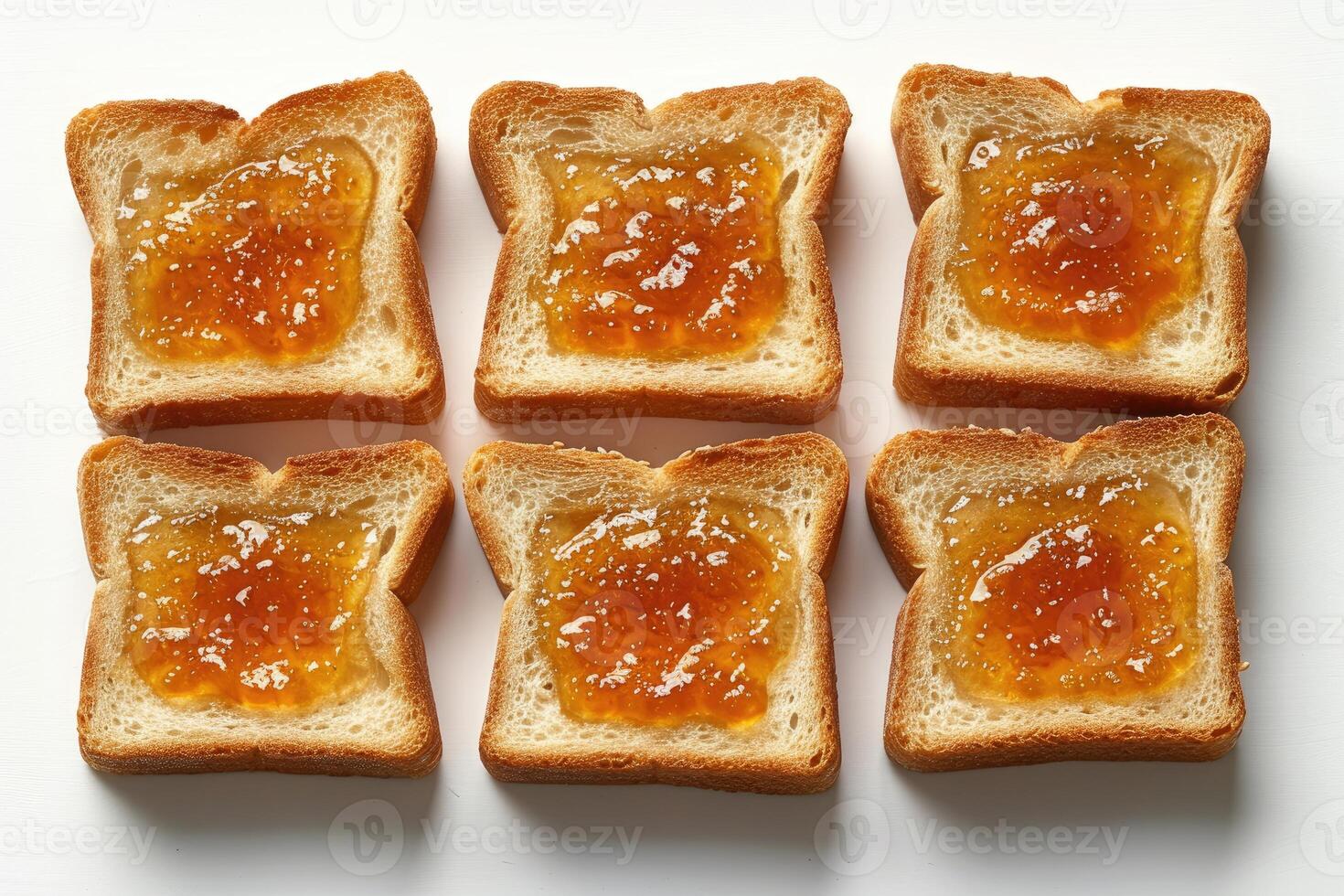 AI generated toasts with fruits jam on kitchen table professional advertising food photography photo