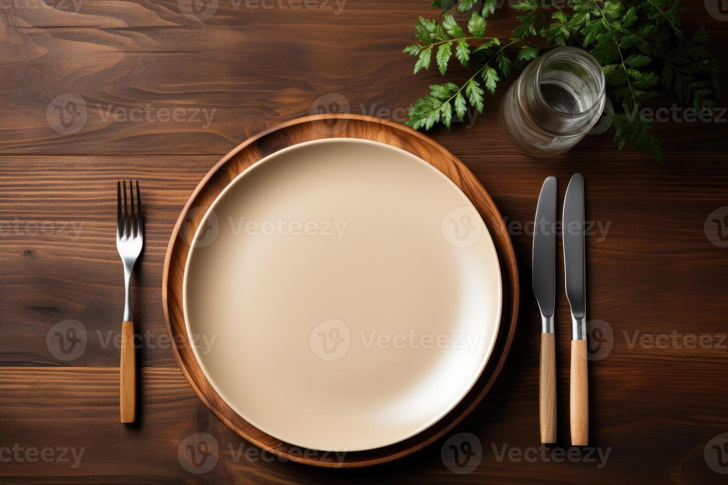 AI generated cutlery tableware set mockup background photo