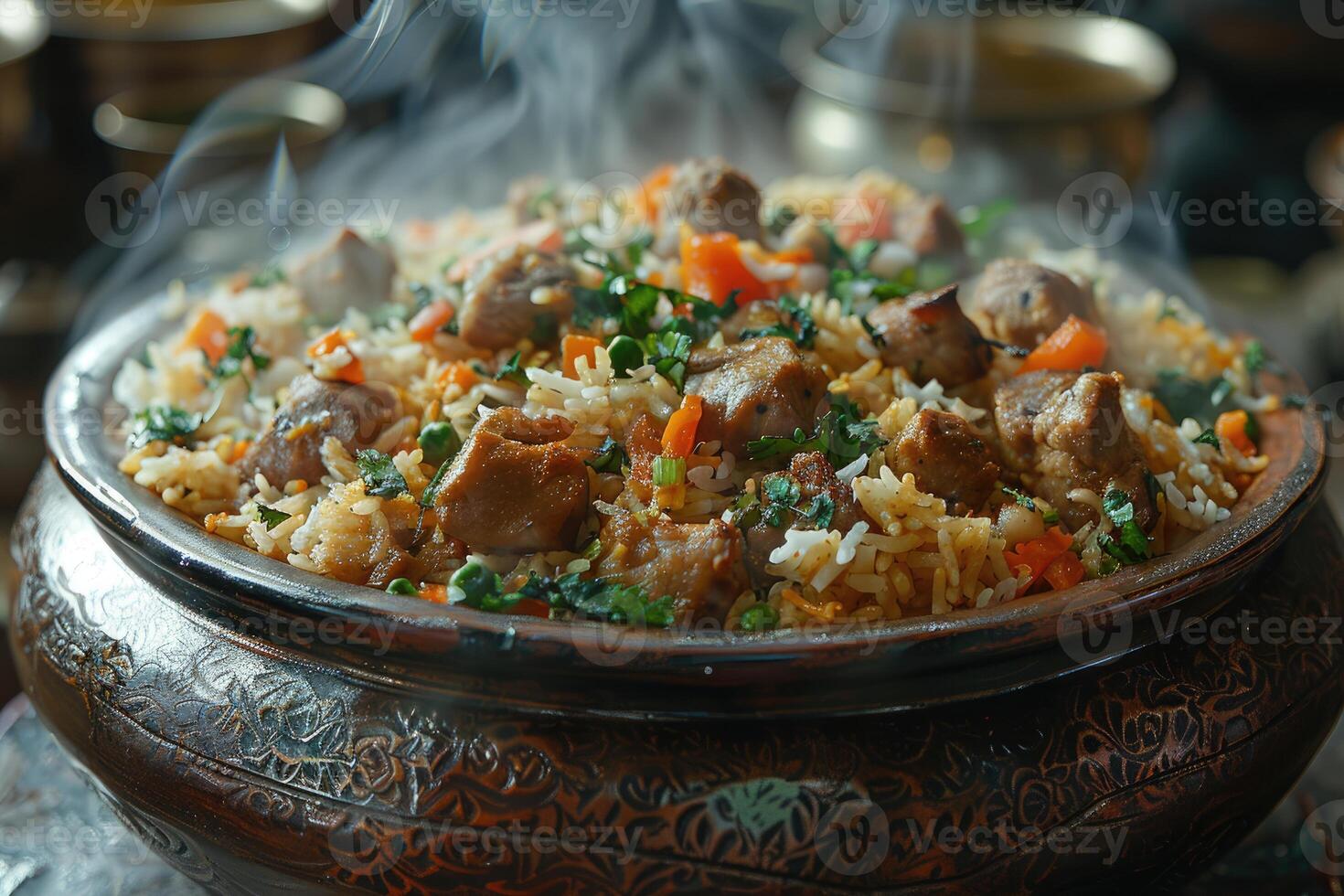 AI generated indian biryani rice professional advertising food photography photo