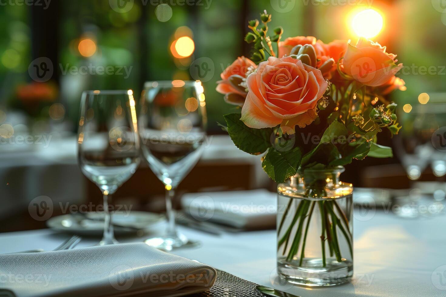 ai generado moderno elegante evento mesa y cuchillería ajuste en un minimalista estilo publicidad comida fotografía foto