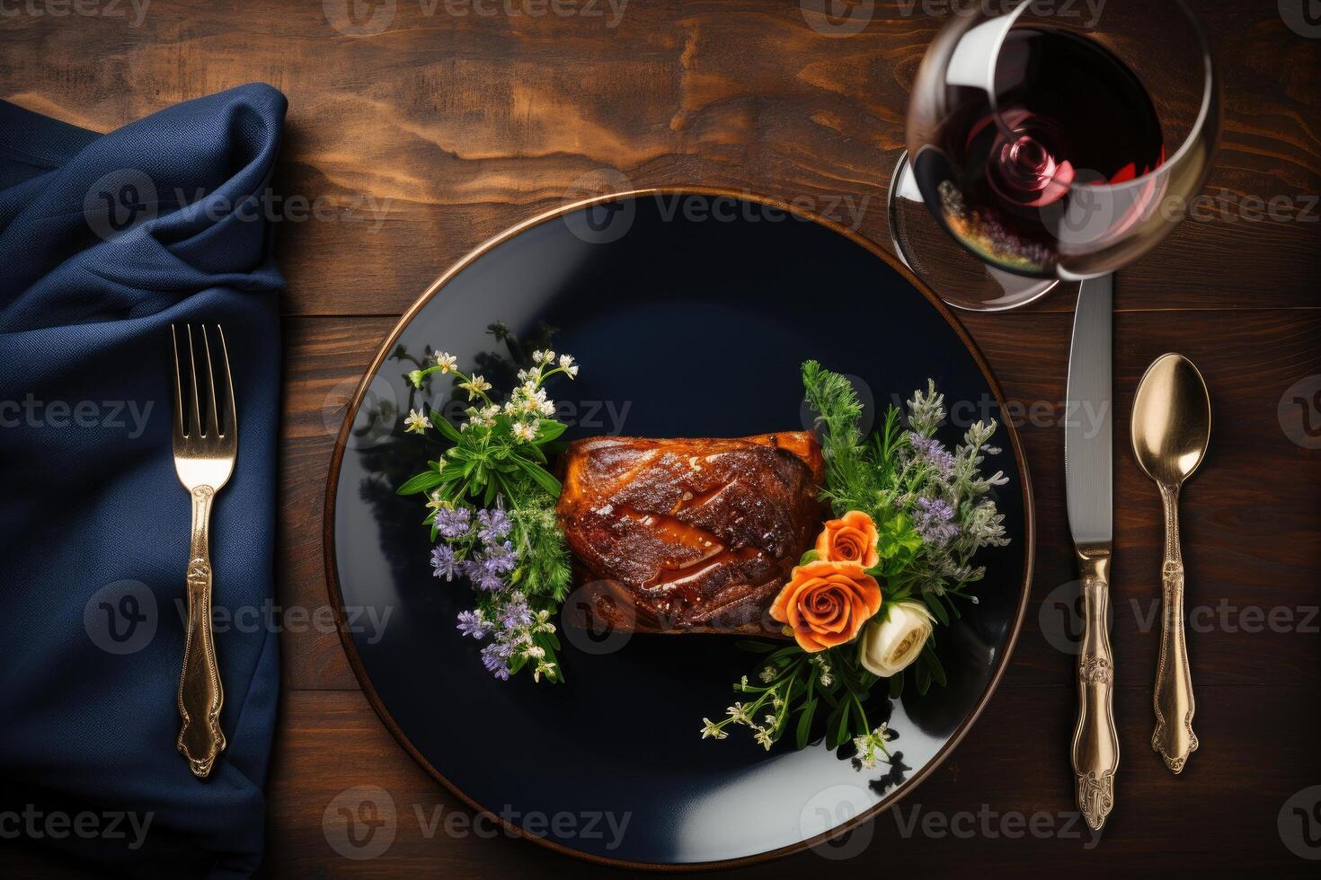 AI generated cutlery tableware set mockup background photo