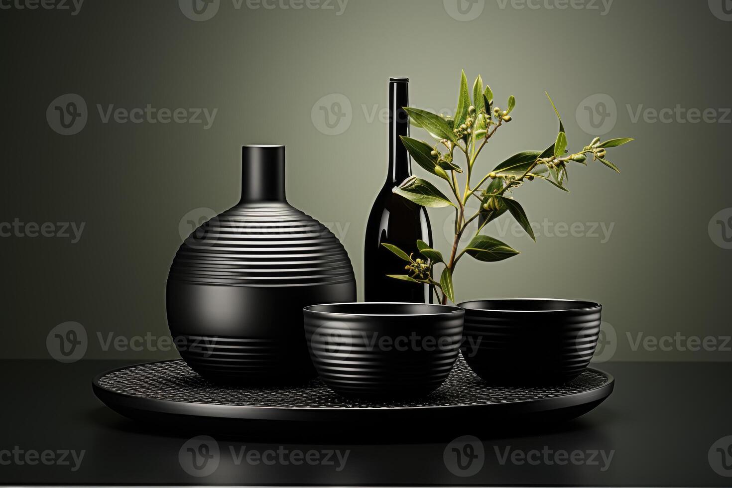 AI generated modern elegant event table and cutlery setting in a minimalist style advertising food photography photo