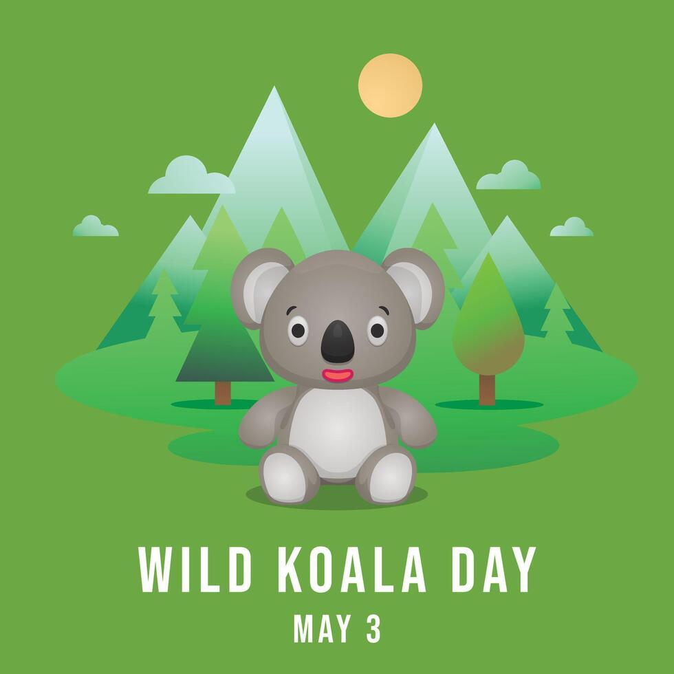 Wild Koala Day vector design template good for celebration usage. flat design. vector eps 10. koala vector illustration.