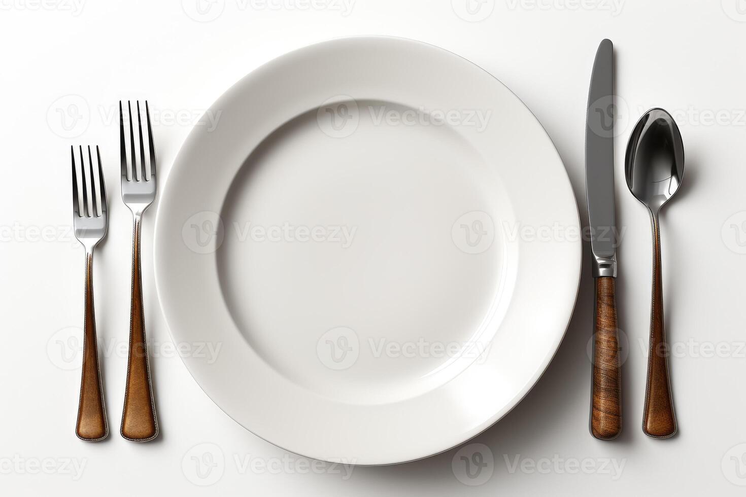 AI generated cutlery tableware set mockup background photo