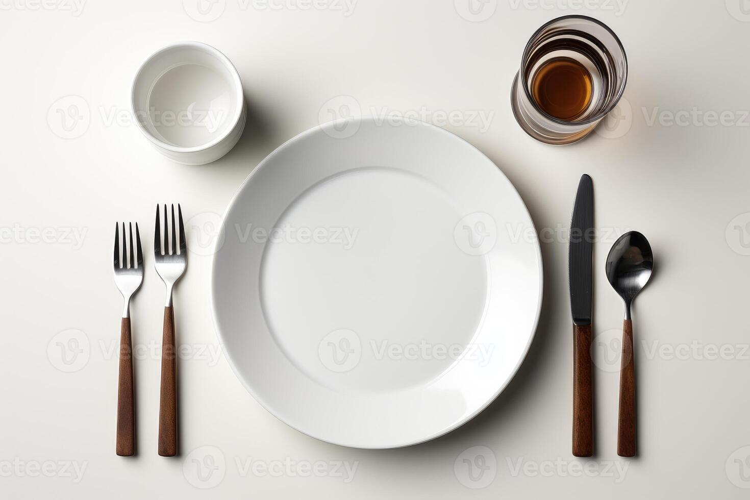 AI generated cutlery tableware set mockup background photo