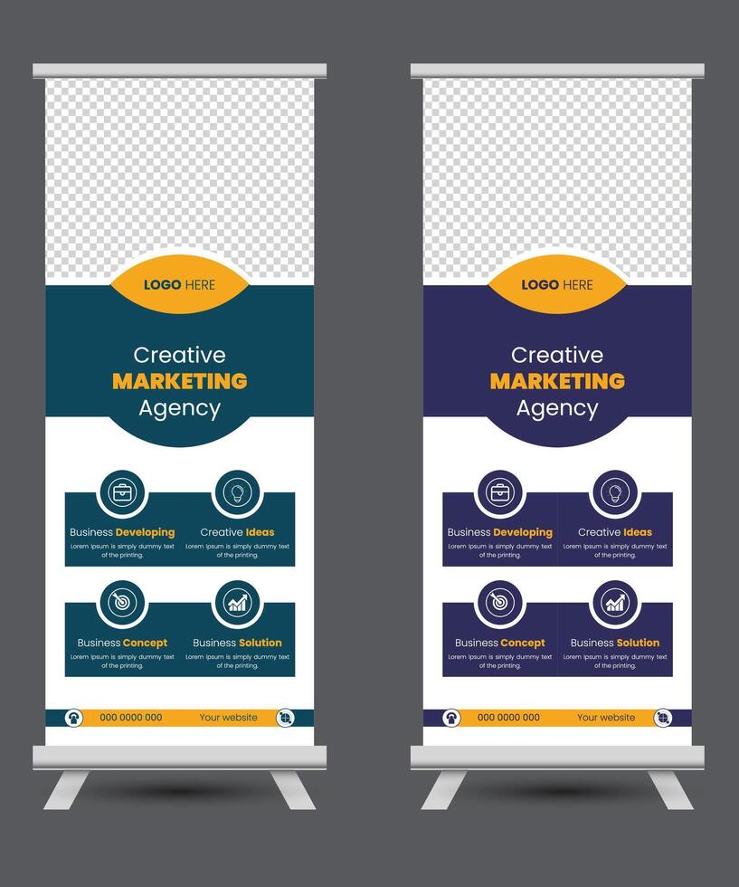 Roll-up banner template design vector