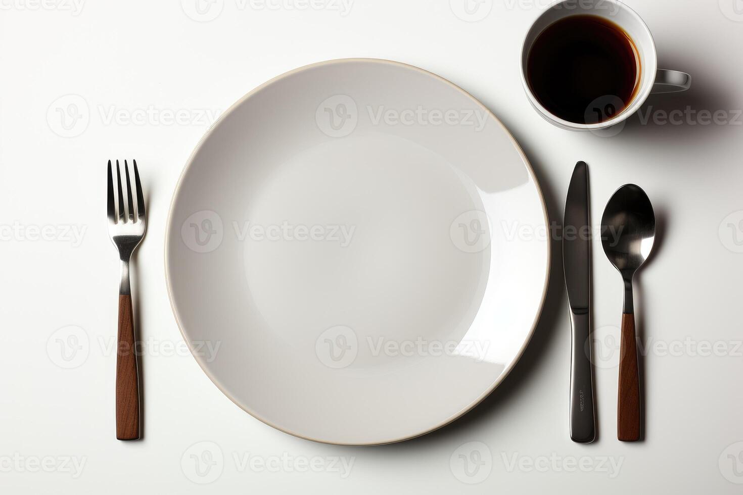 AI generated cutlery tableware set mockup background photo