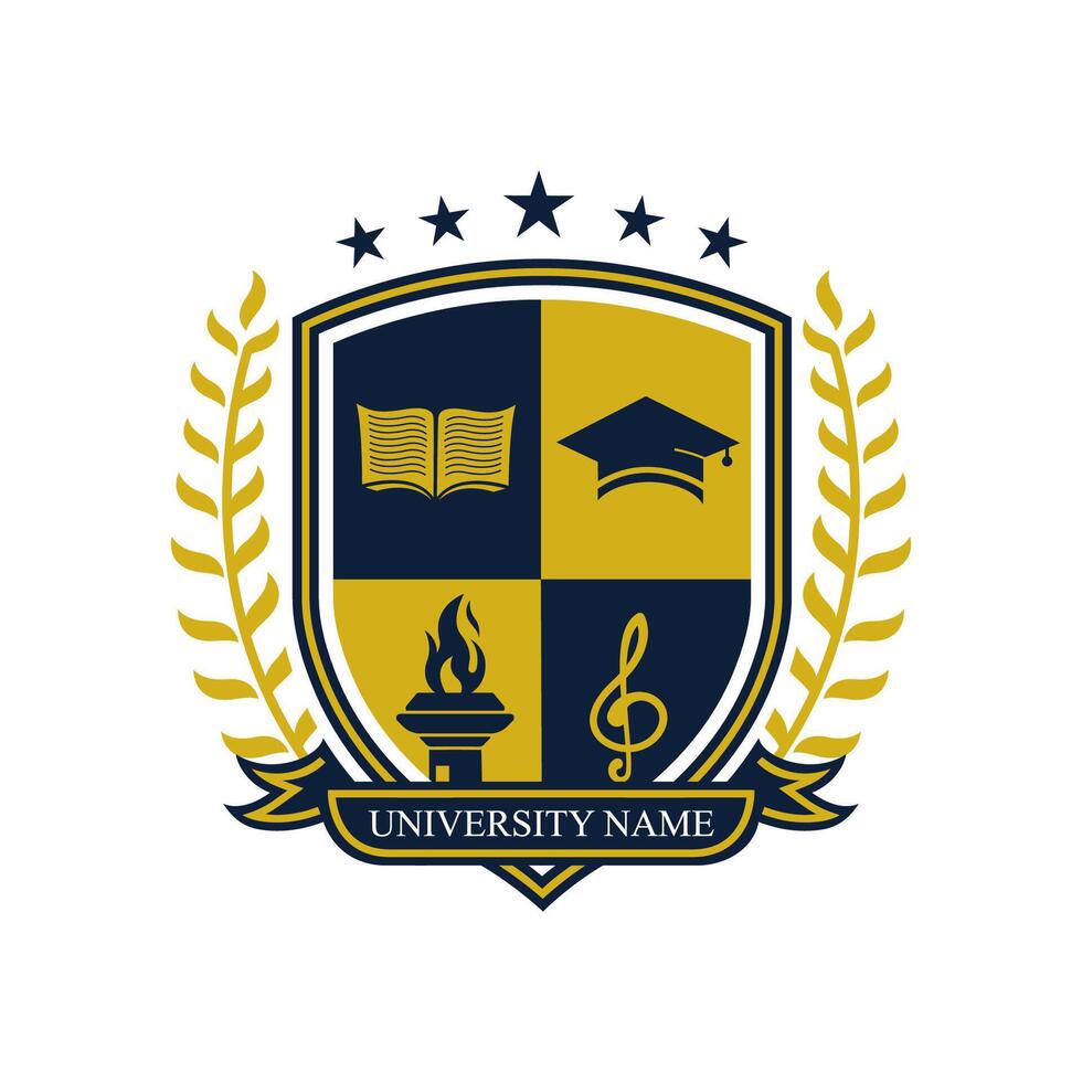 University college school badge logo design vector