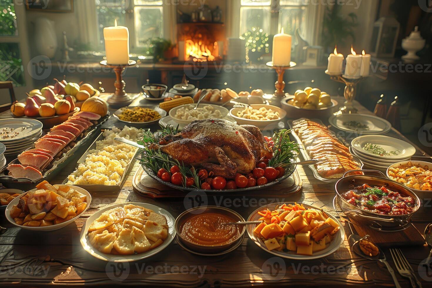 ai generado servido mesa comida fiesta profesional publicidad comida fotografía foto