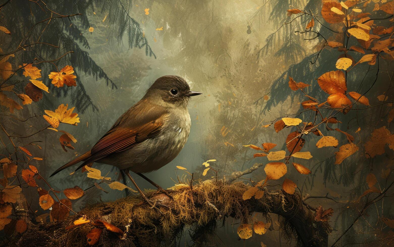 AI generated Bird on branch photo