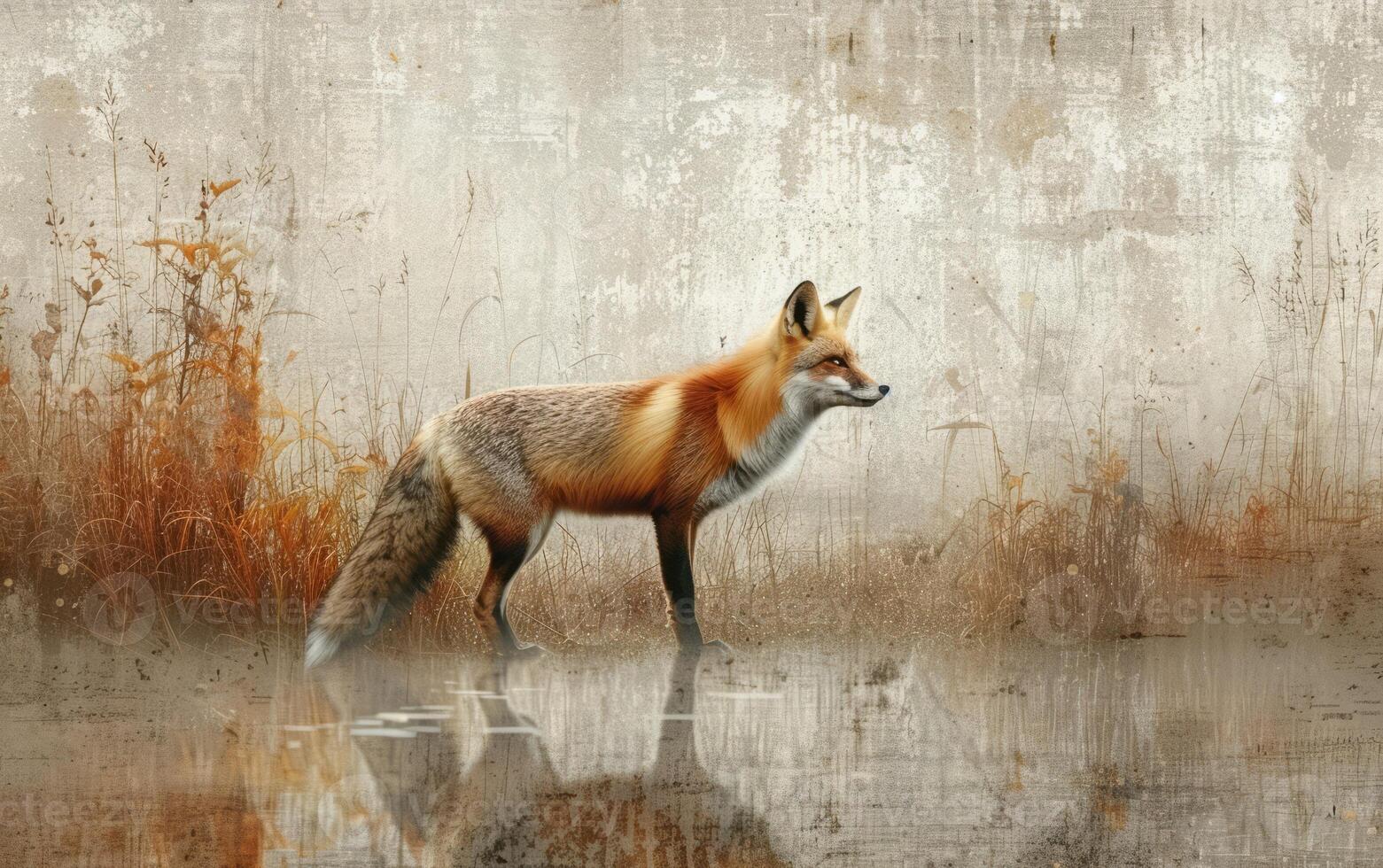 AI generated Aesthetic fox painting photo