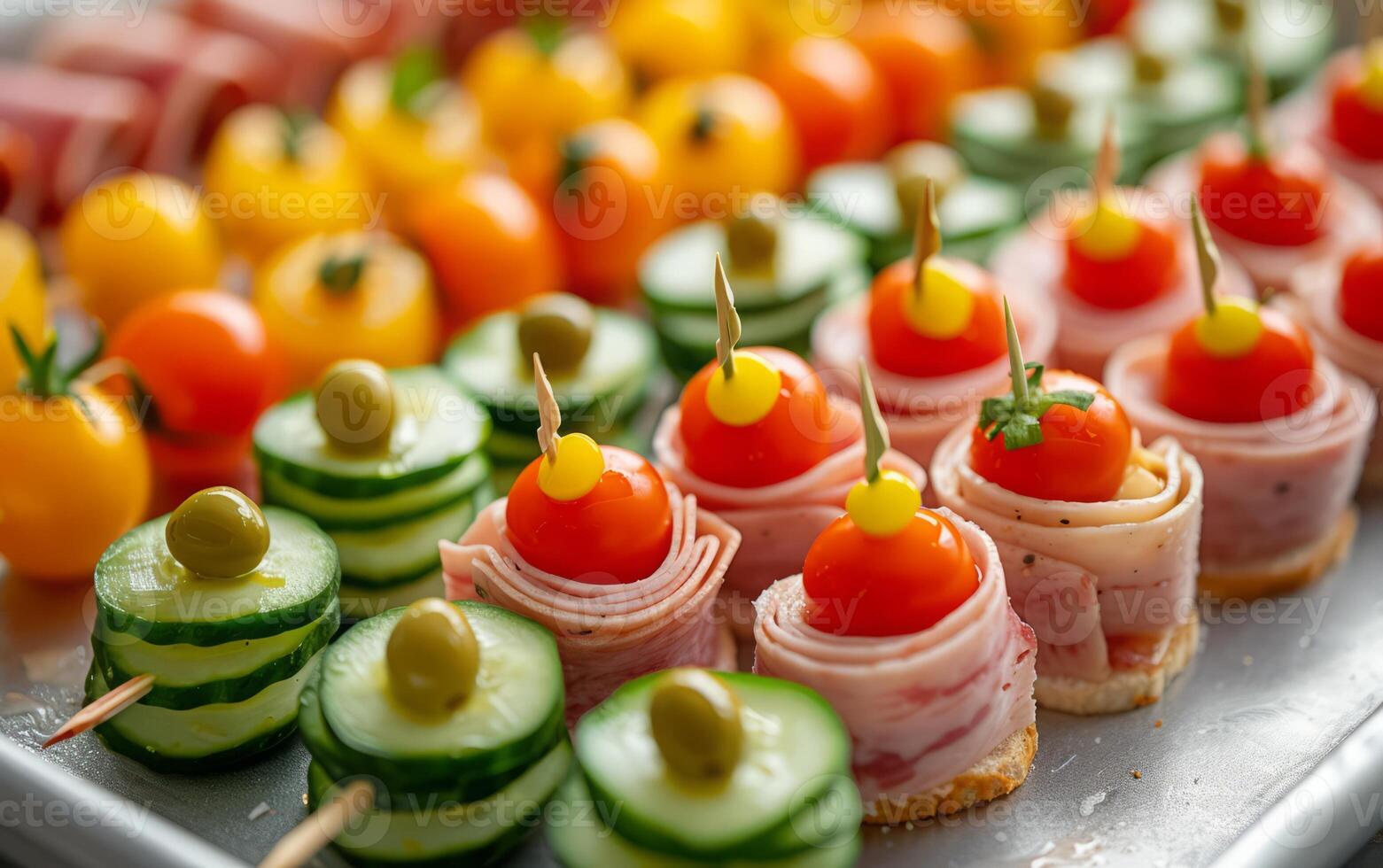 AI generated Smoked Salmon and Caviar Canapes with Avocado photo