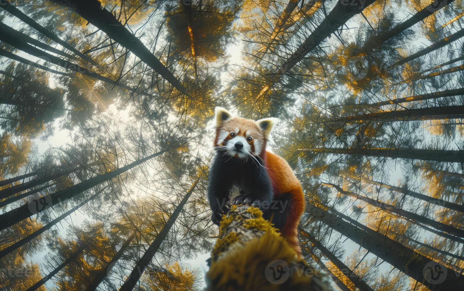 AI generated Red panda in tree photo