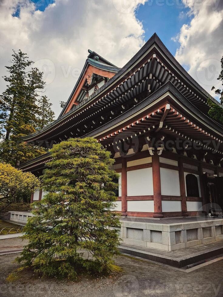 Architecture Of A Pagoda On a Cloudy Day photo