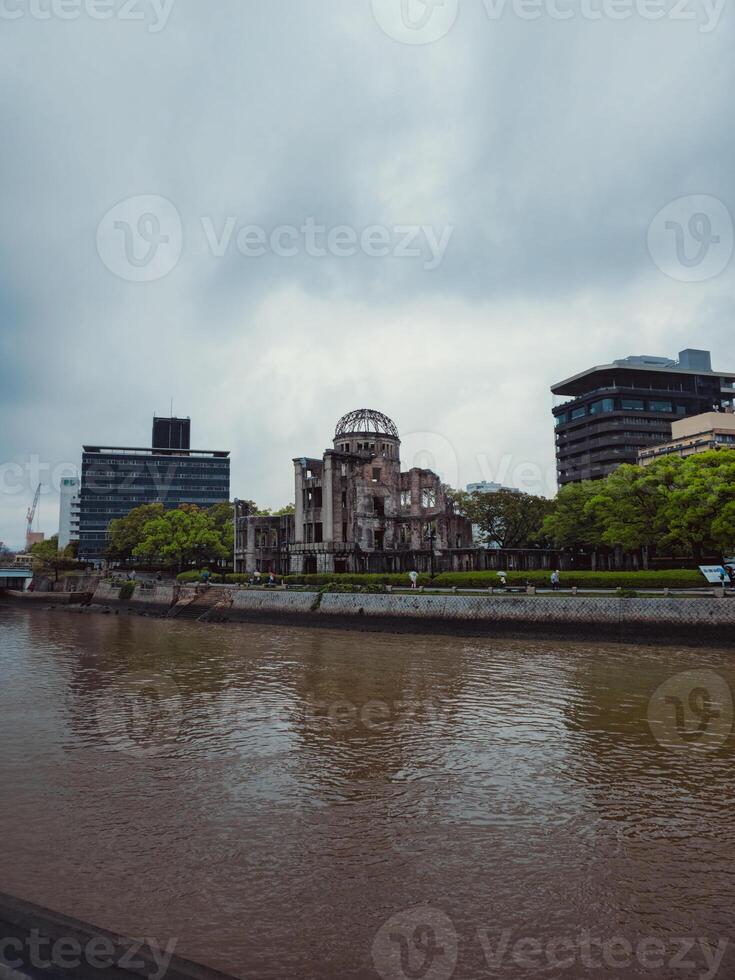 ancient remains of the building hit by the atomic bomb photo