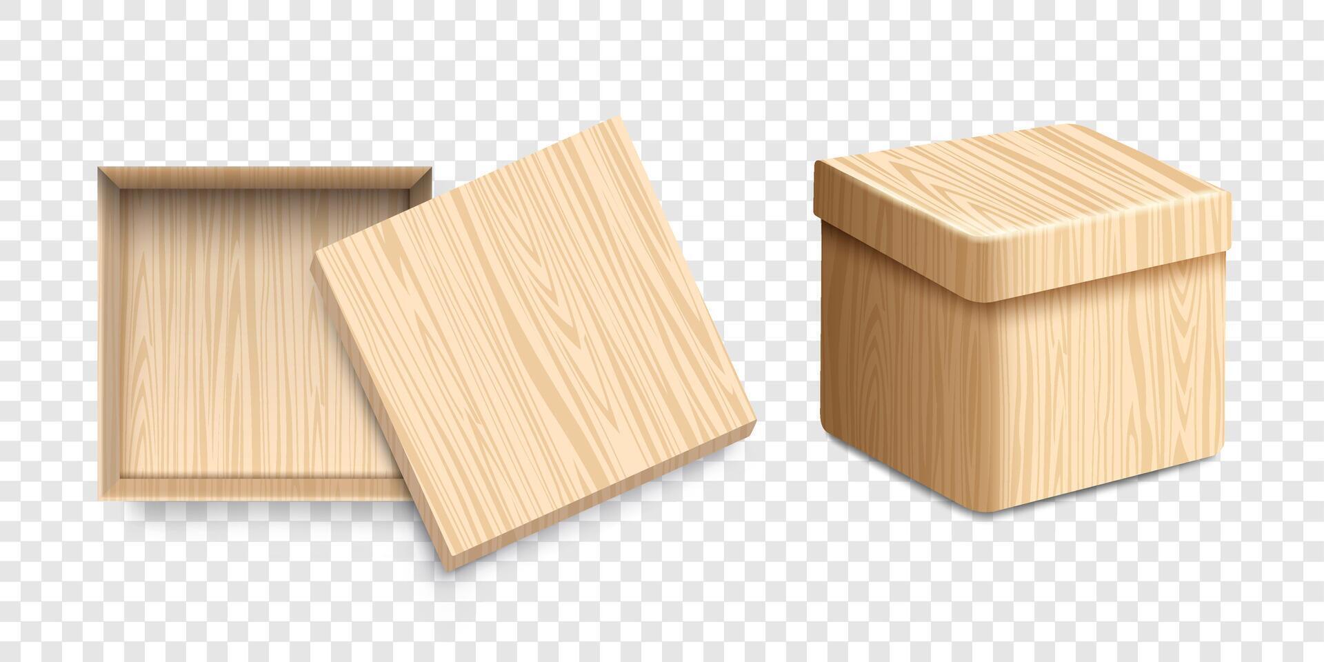 Wooden texture box realistic 3d style vector