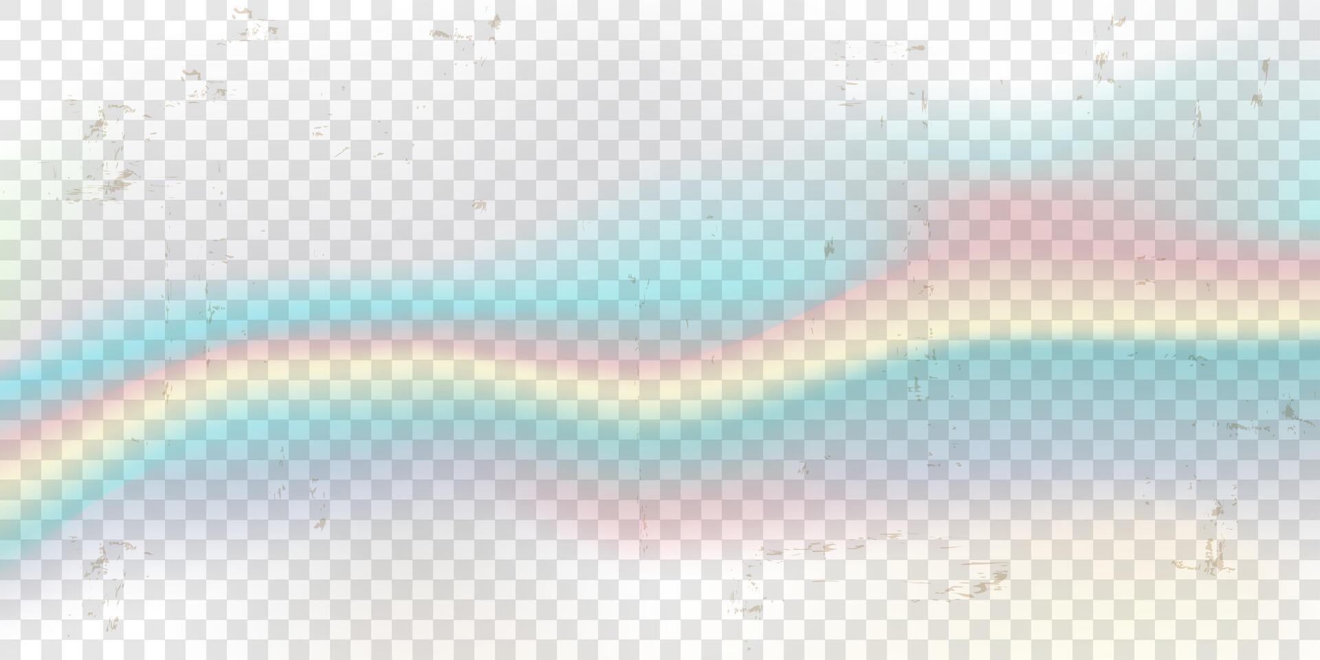 Old film transparent background with rainbow glow dust distressed scratches stains vector