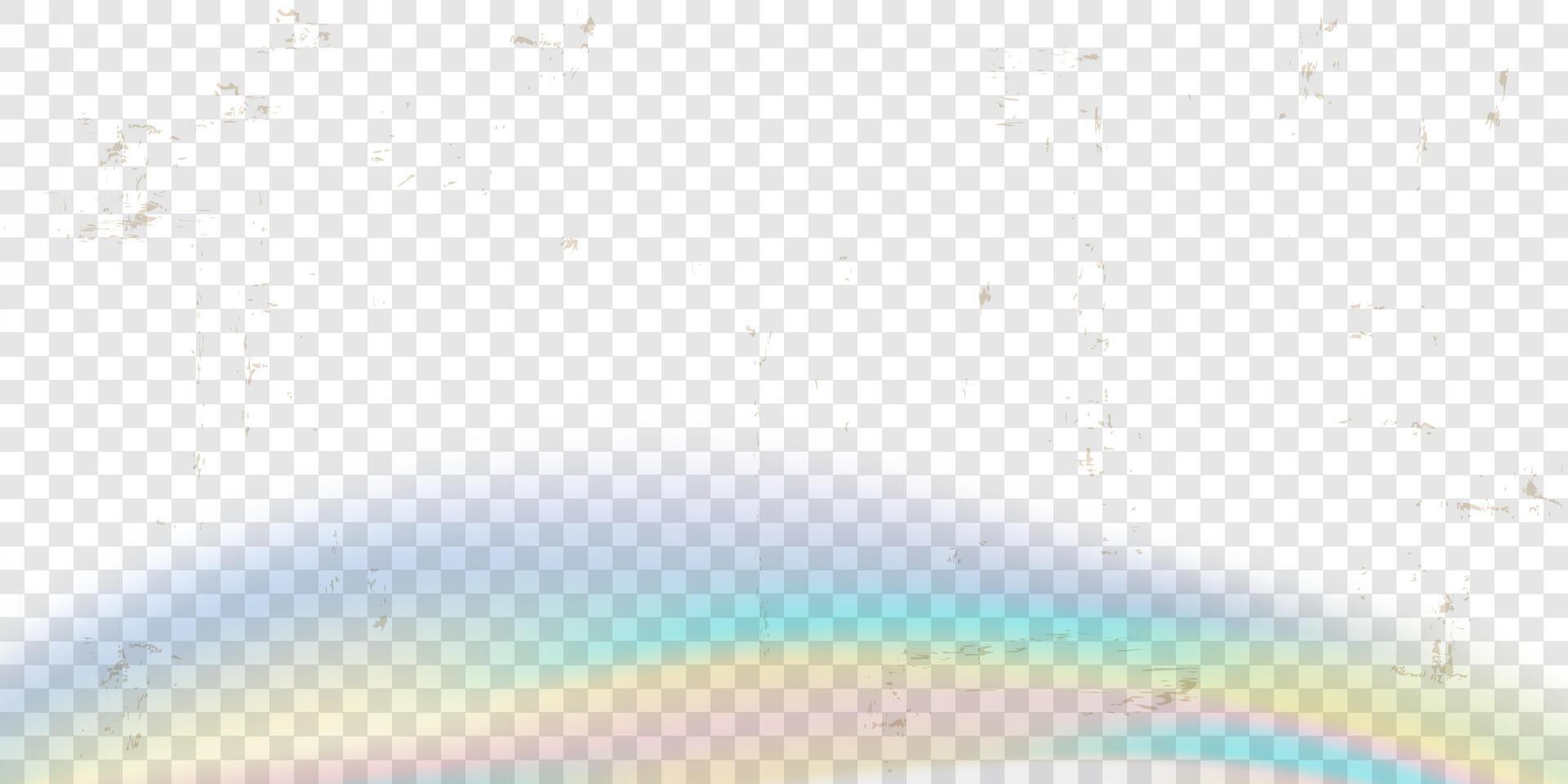 Transparent old film distressed overlay background white rainbow glow dust scratches stains vector
