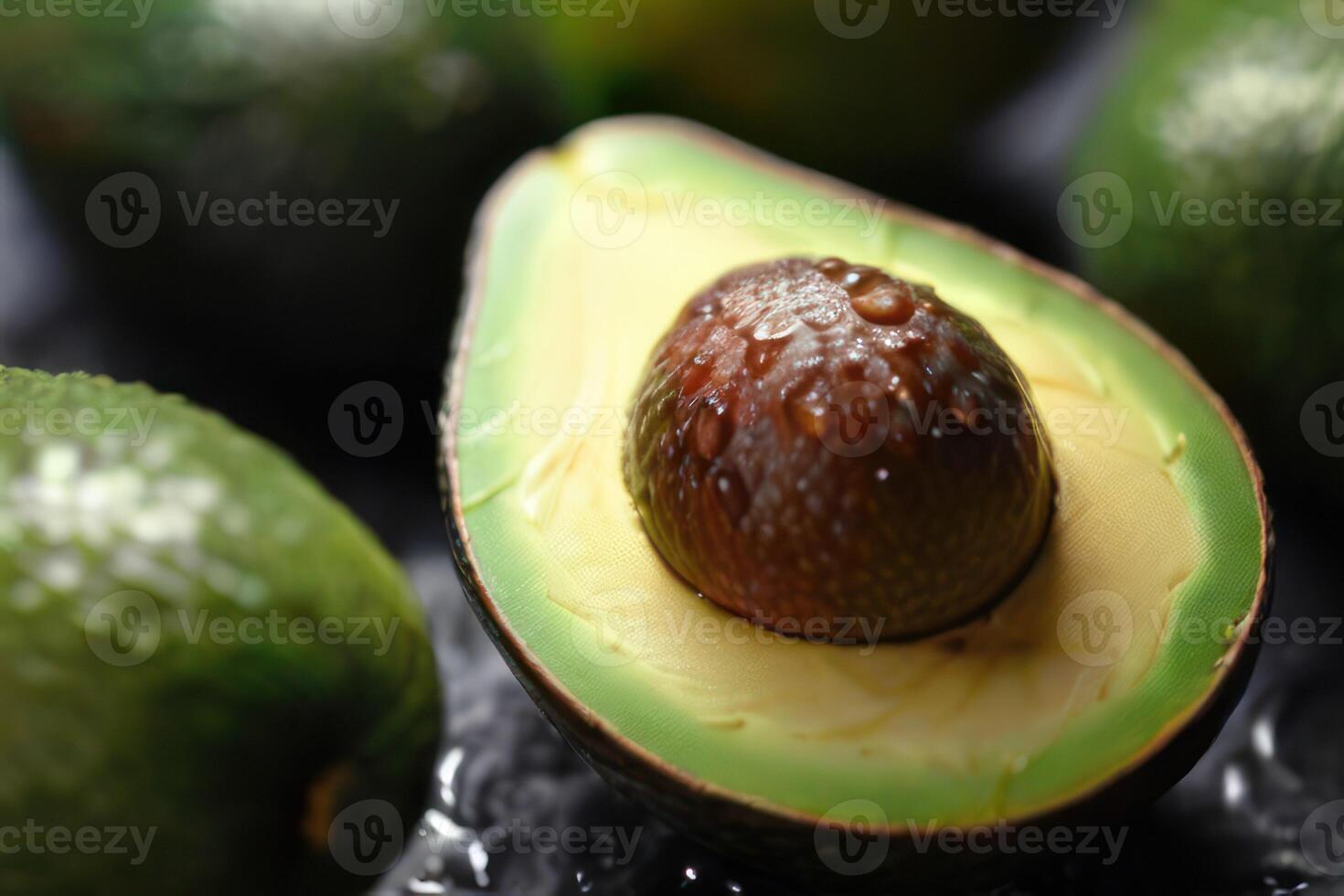 AI generated avocado cut in half photo