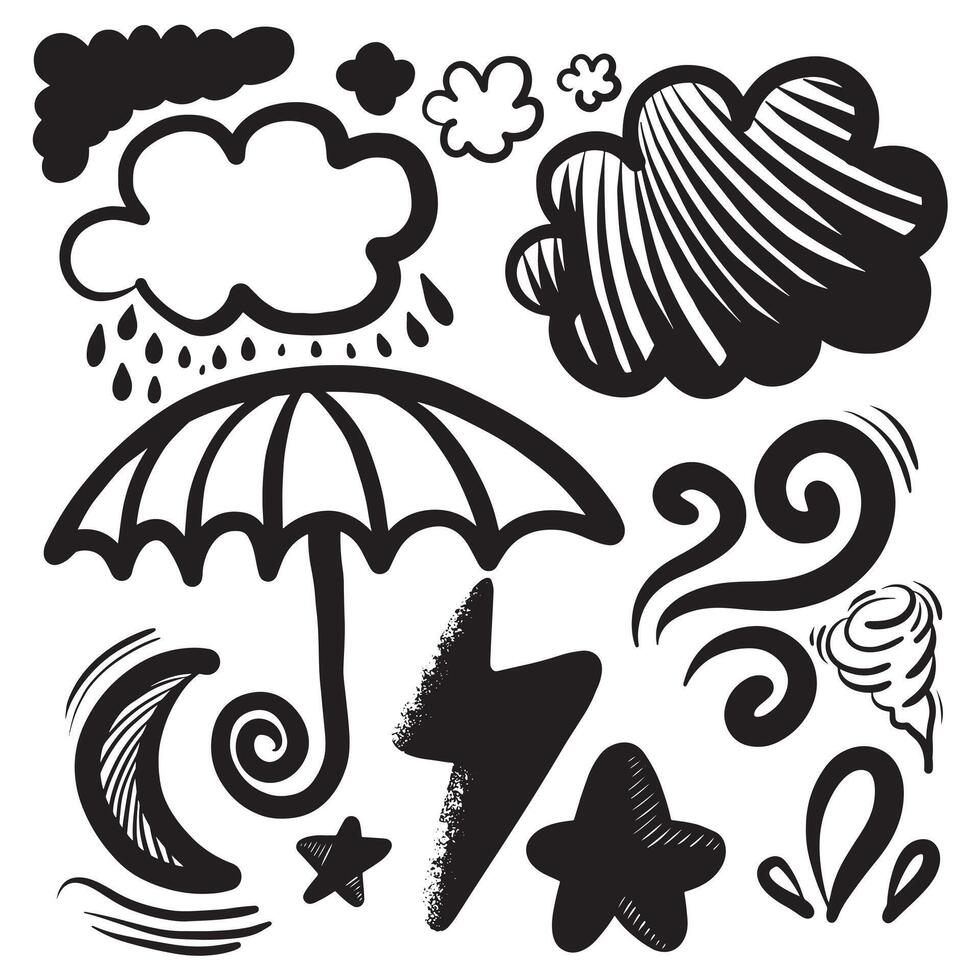 Weather Doodle Vector Set. weather icons