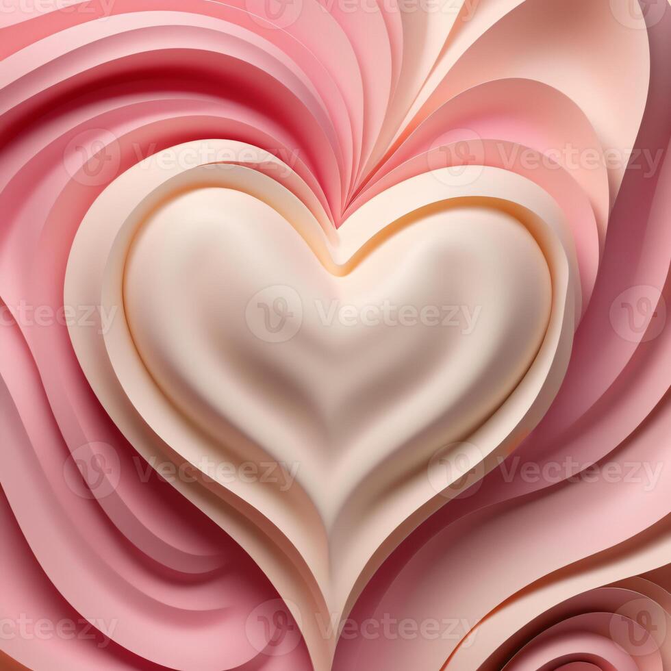 AI generated Heart shaped soft whipped cream background, abstract art photo, cream pattern, valentines day, love, wedding, cosmetic and beauty photo