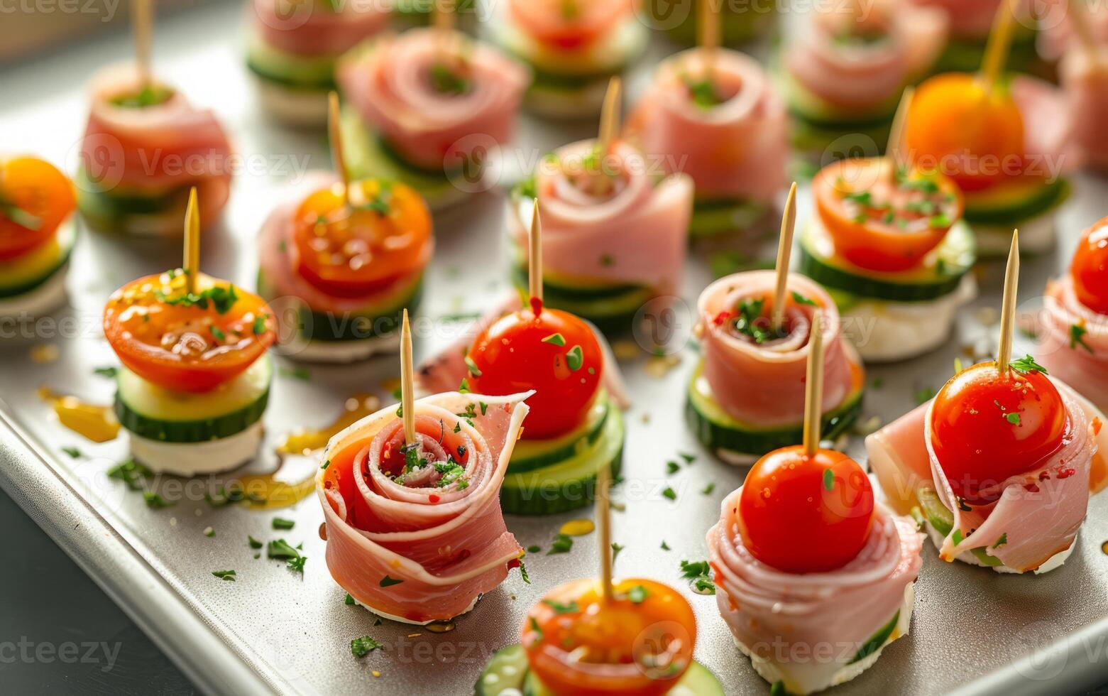 AI generated Smoked Salmon and Caviar Canapes with Avocado photo