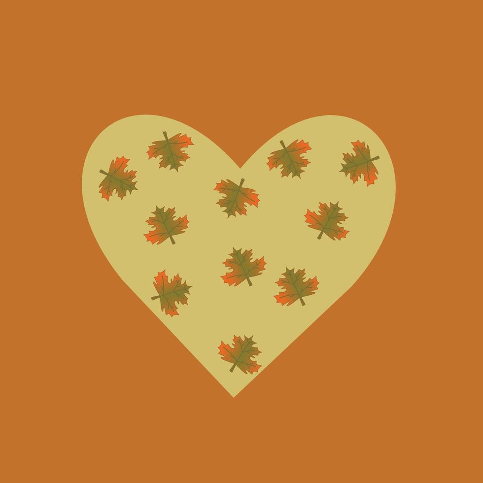un corazón hecho de otoño hojas vector