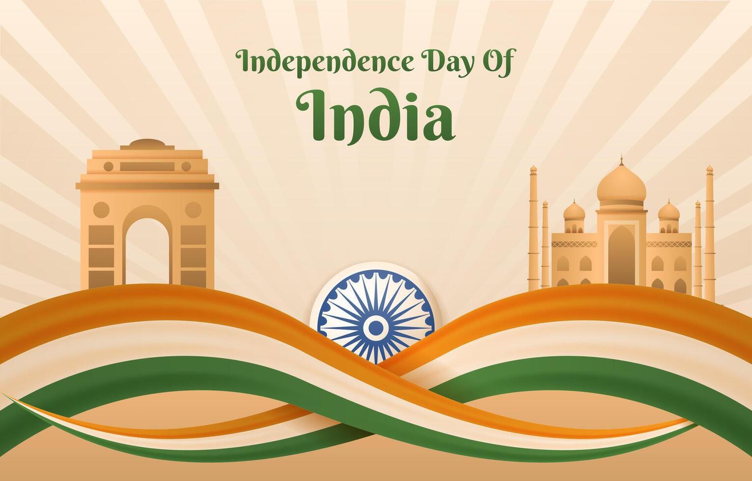 India Independence Day Background with Tricolor Wavy Flag vector