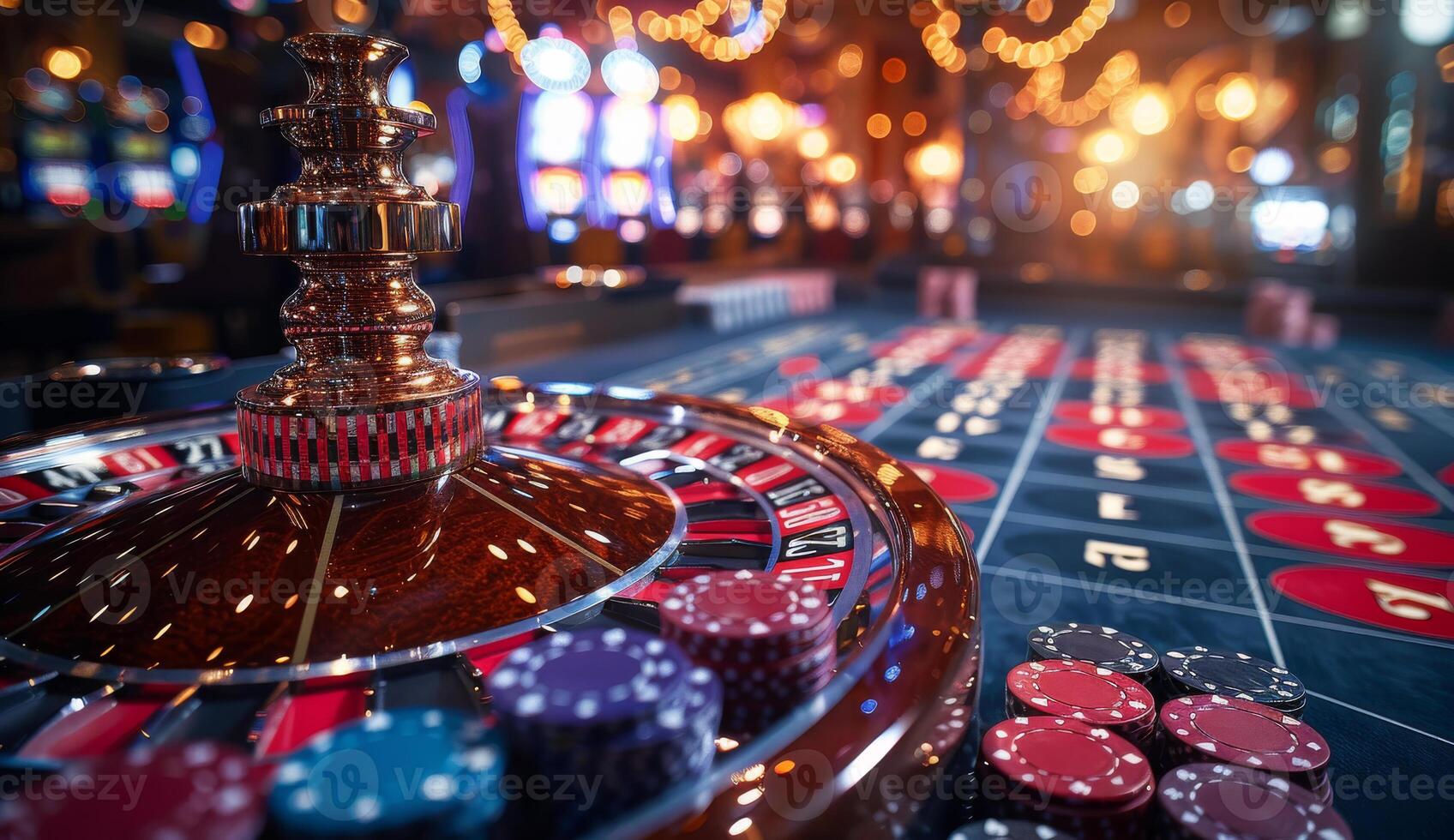 AI generated Roulette table in casino photo