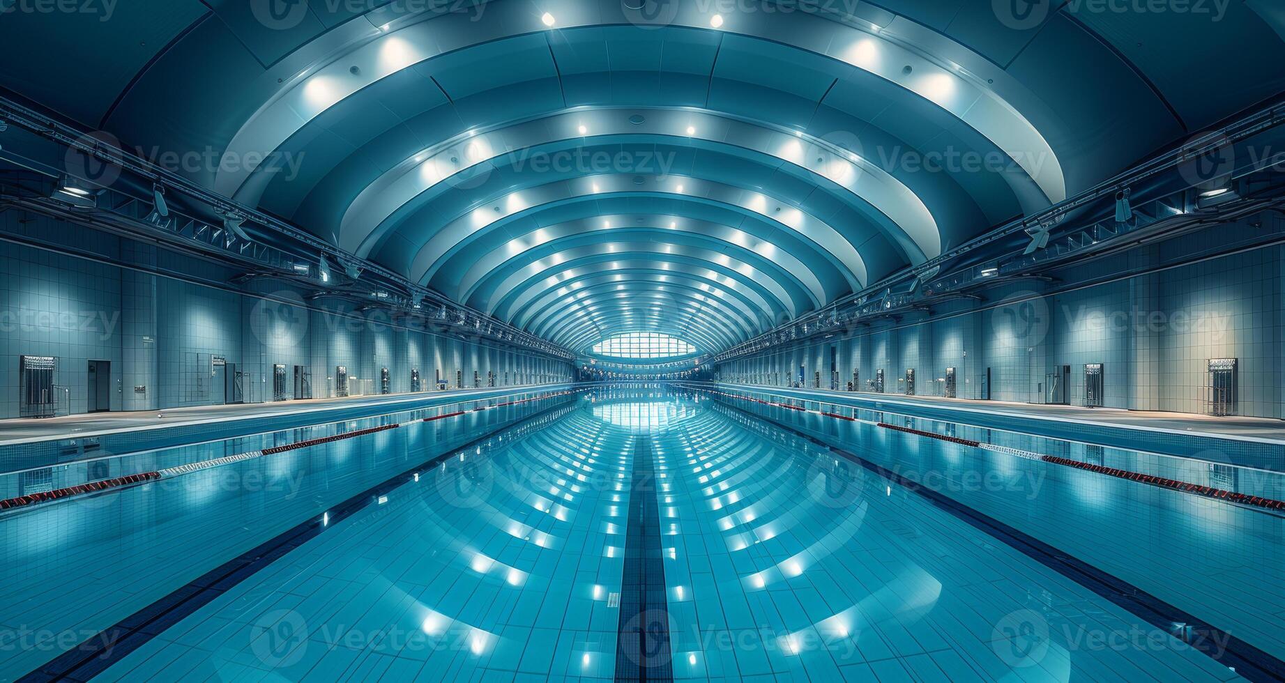 AI generated Long swimming pool with tunnel at the end photo