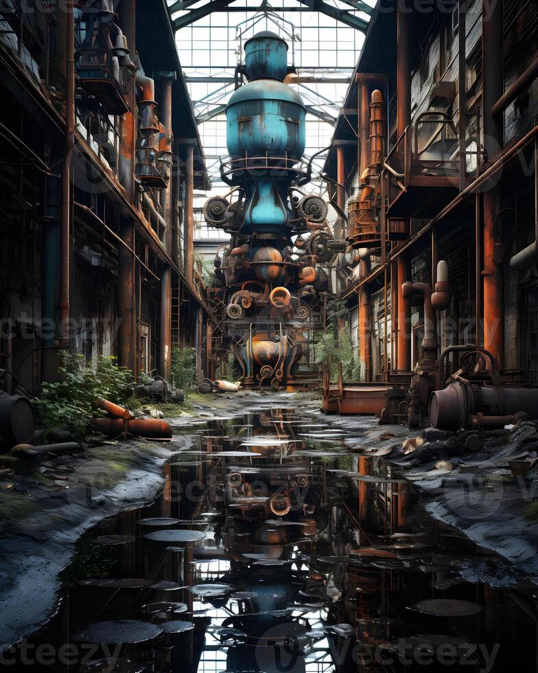 AI generated Capturing the Haunting Beauty of Abandoned Industrial Spaces photo