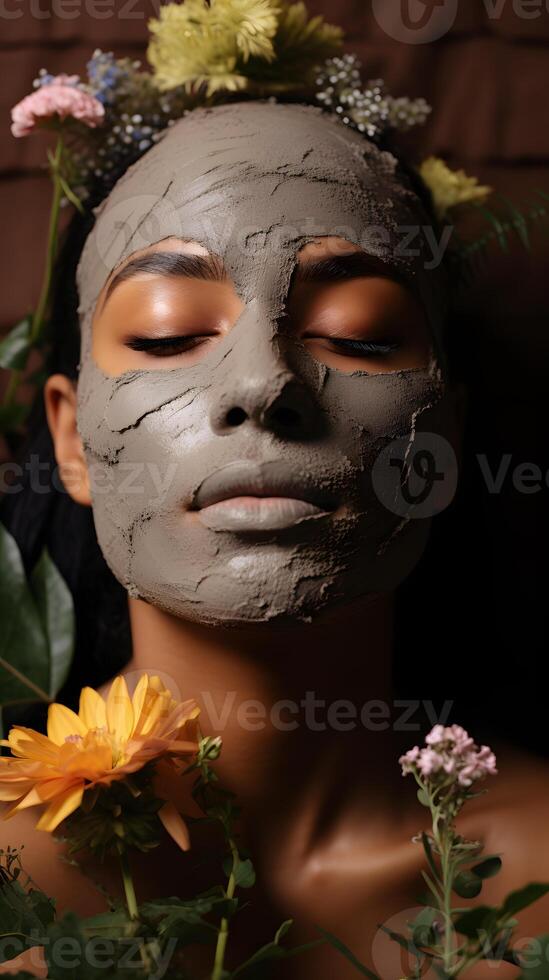 AI generated A close-up shot of a person making their own natural face mask is DIY skincare photo