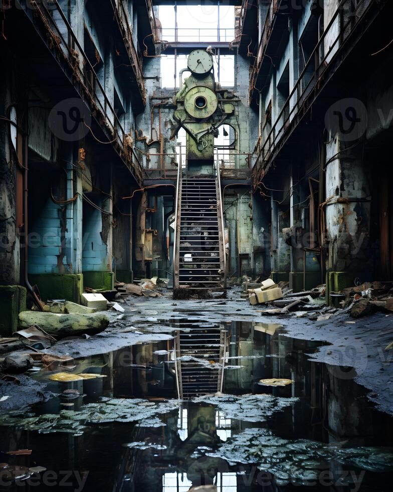 AI generated Capturing the Haunting Beauty of Abandoned Industrial Spaces photo