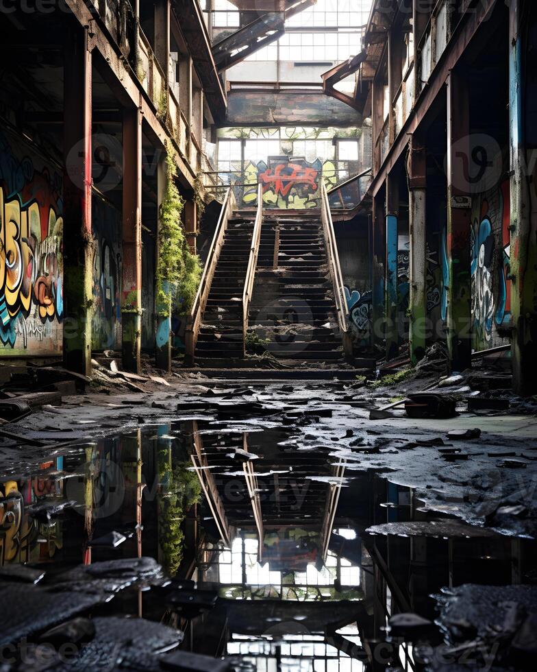 AI generated Capturing the Haunting Beauty of Abandoned Industrial Spaces photo