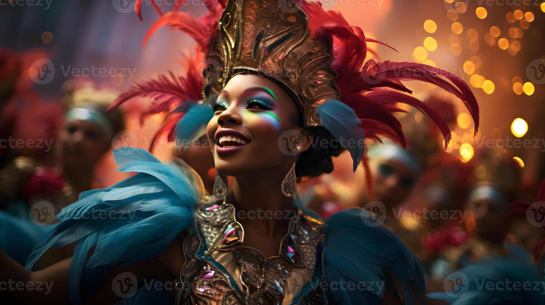 AI generated the festive traditions of Carnival with a parade and vibrant costumes photo