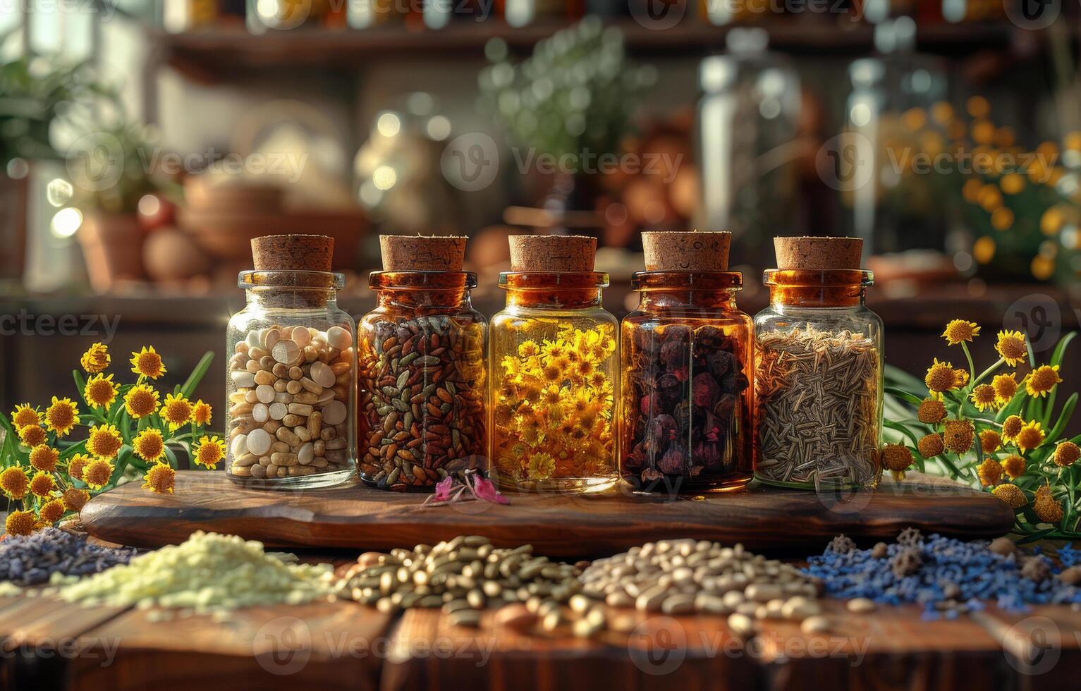 AI generated The ancient Chinese medicine herbs and infusions photo