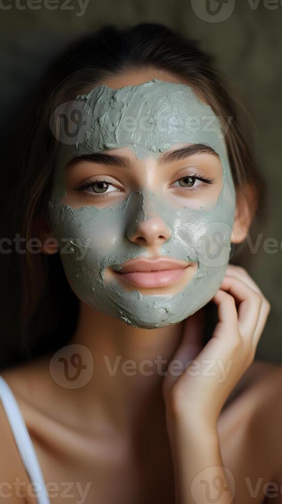ai generado un de cerca Disparo de un persona haciendo su propio natural cara máscara es bricolaje protección de la piel foto