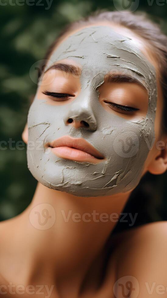 AI generated A close-up shot of a person making their own natural face mask is DIY skincare photo